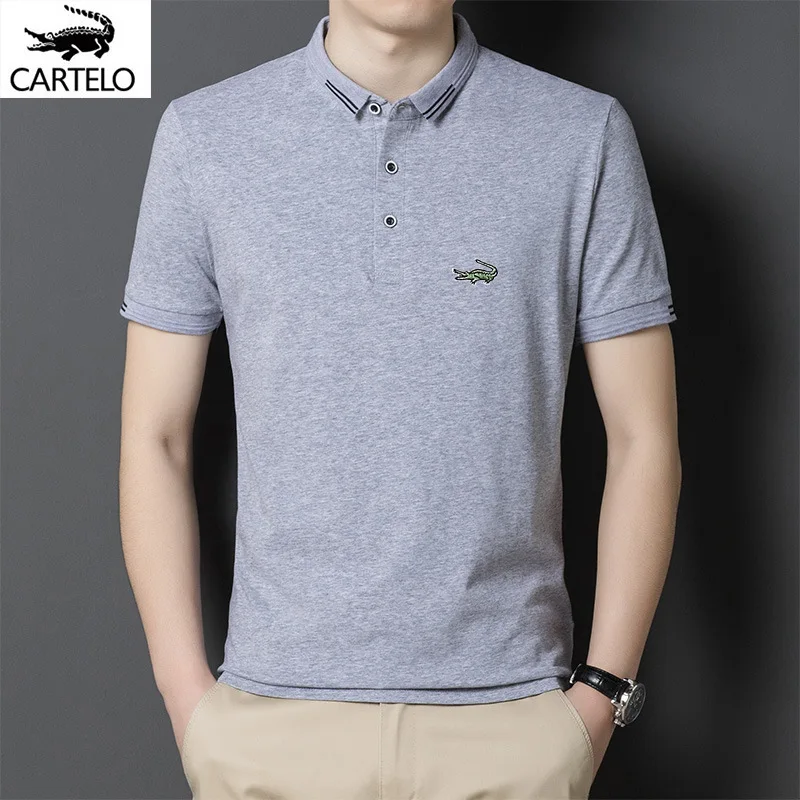 

Новинка от бренда CARTELO, мужская летняя хлопковая дышащая Свободная Повседневная футболка-поло с вышивкой и логотипом, из смеси аммиака