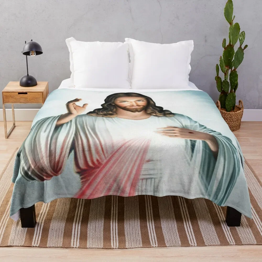 

The Divine Mercy, Jesus I trust in You, Saint Faustina, Divine Mercy Throw Blanket Dorm Room Essentials fluffy Beach Blankets