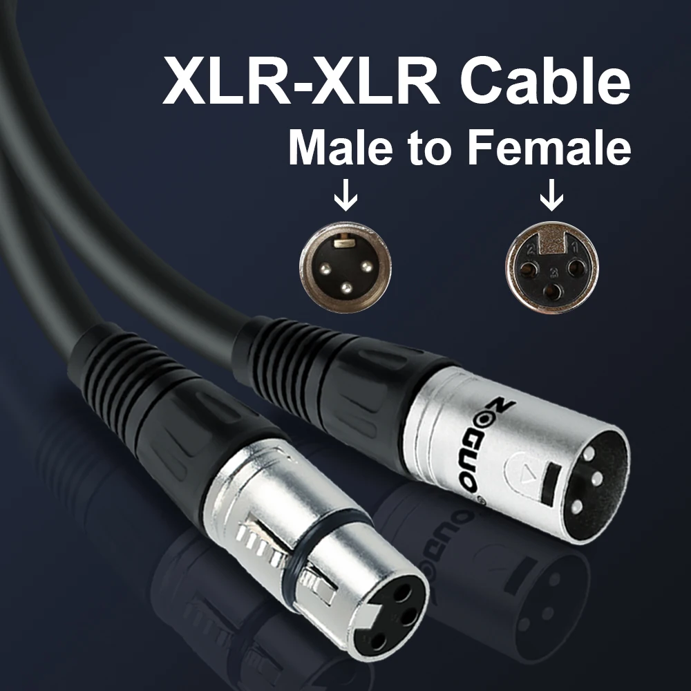 Generic XLR Microphone Cable Connector 3 Pin Male To Female Mixer