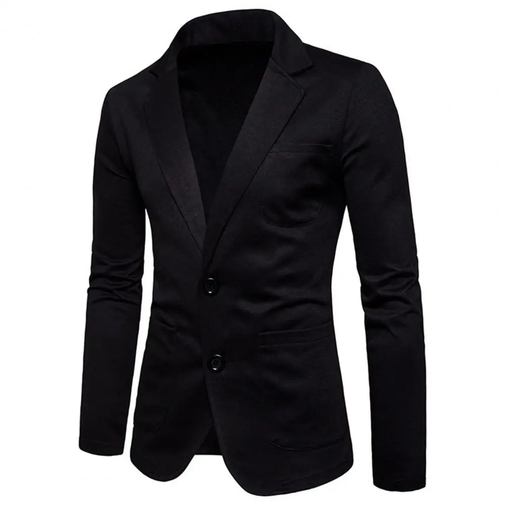 

Business Blazer Cozy Men Blazer Formal Korean Style Two Buttons Suit Jacket Turndown Collar Single Breasted Men Suit Coat