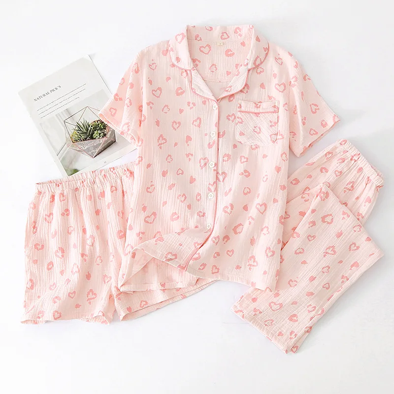 2023new 100% Gauze Cotton Women Pajamas Female Sleepwear Lip Print Bedroom Set Woman 3 Pieces Loungewear Brief Suits With Shorts
2023new 100% Gauze Cotton Women Pajamas Female Sleepwear Lip Print Bedroom Set Woman 3 Pieces Loungewear Brief Suits With Shorts