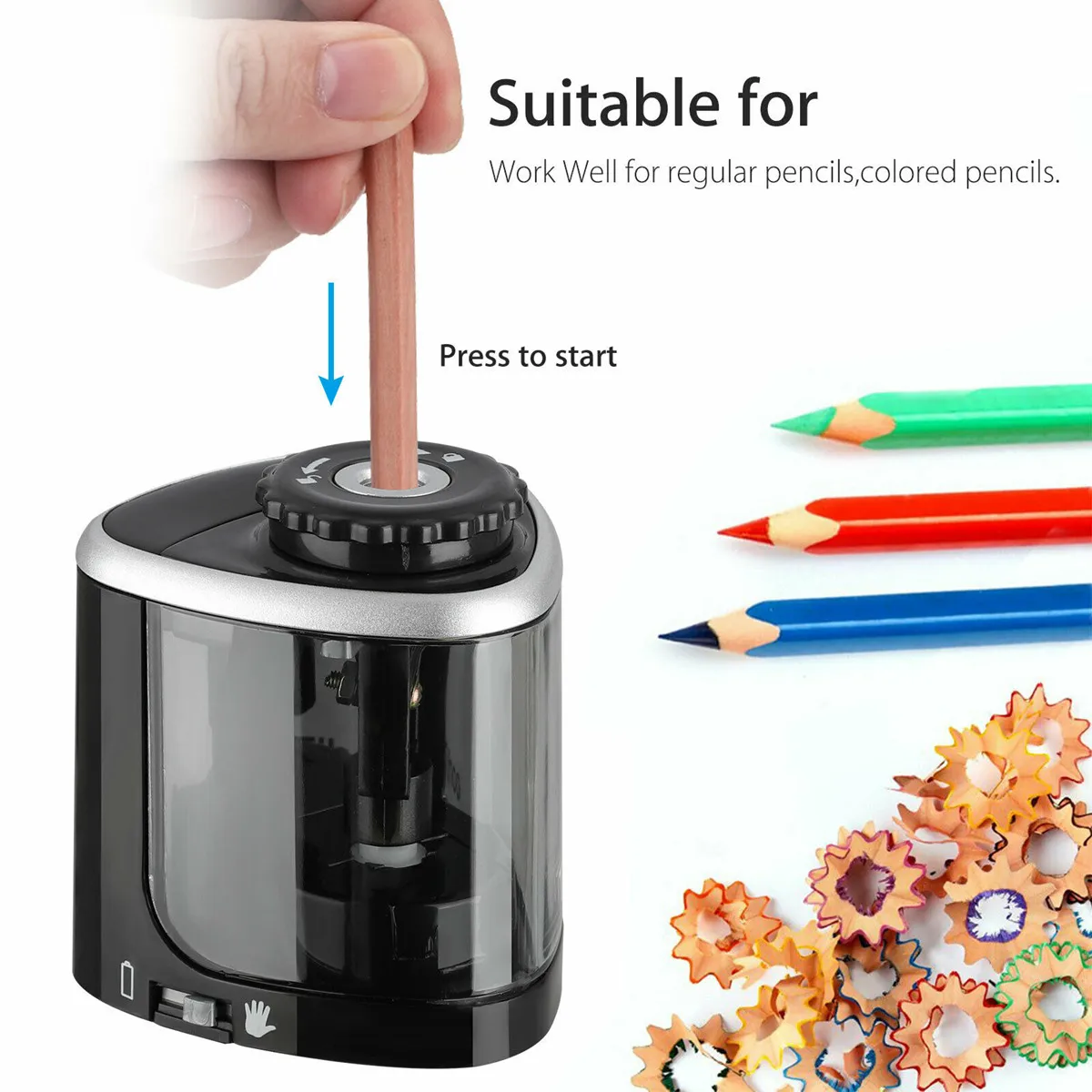 

Electric Auto Pencil Sharpener Safe Student Helical Steel Blade Sharpener For Artists Kids Adults Colored Pencils Diameter 8-6mm