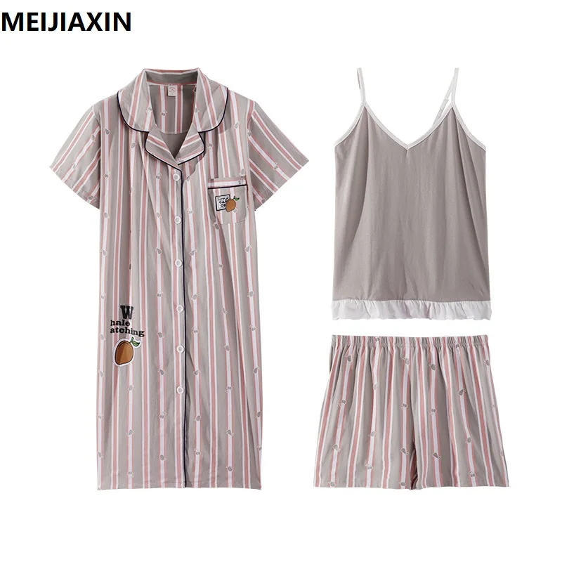 Women Summer 3 Piece Set Sexy Pajamas Set Dressing Gown 100% Cotton Women Nightgown
Women Summer 3 Piece Set Sexy Pajamas Set Dressing Gown 100% Cotton Women Nightgown