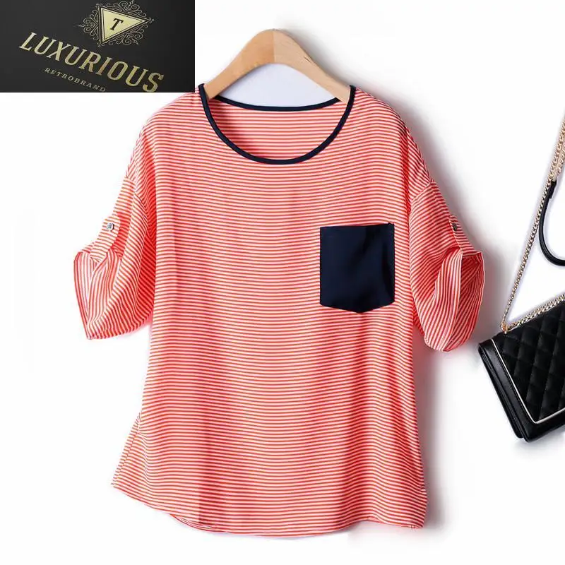 Fashion Woman Blouses 2024 New Five-point Sleeve Fine Horizontal Striped Loose Thin Chiffon Korean Style Oversized Women T-shirt
Fashion Woman Blouses 2024 New Five-point Sleeve Fine Horizontal Striped Loose Thin Chiffon Korean Style Oversized Women T-shirt