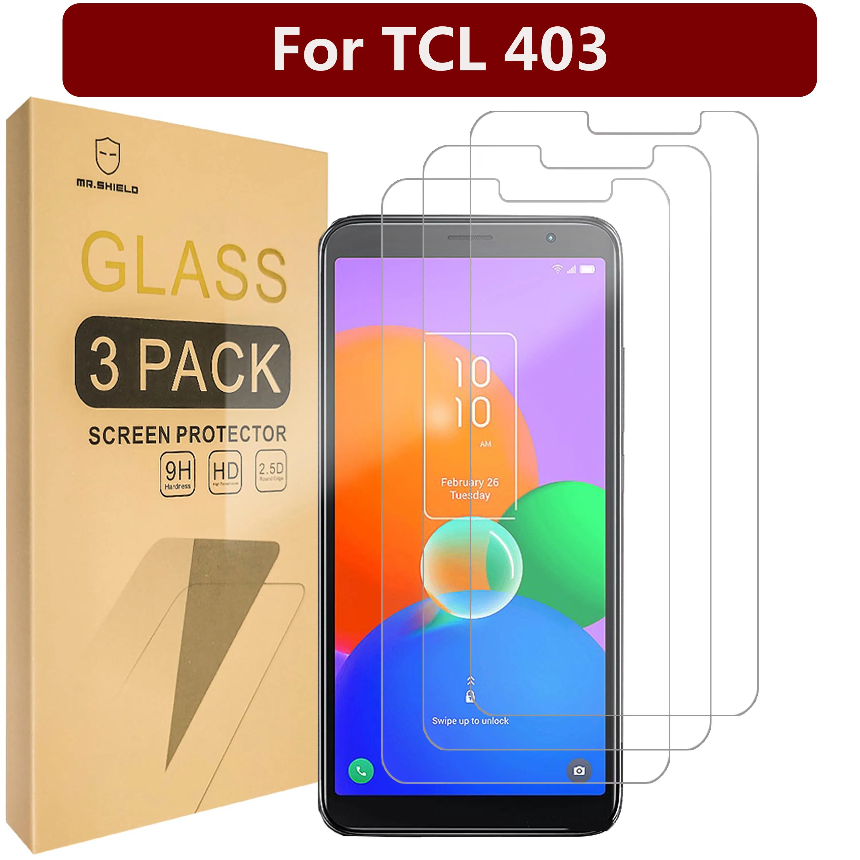 

Mr.Shield [3-Pack] Screen Protector For TCL 403 [Tempered Glass] [Japan Glass with 9H Hardness] Screen Protector with Lifetime