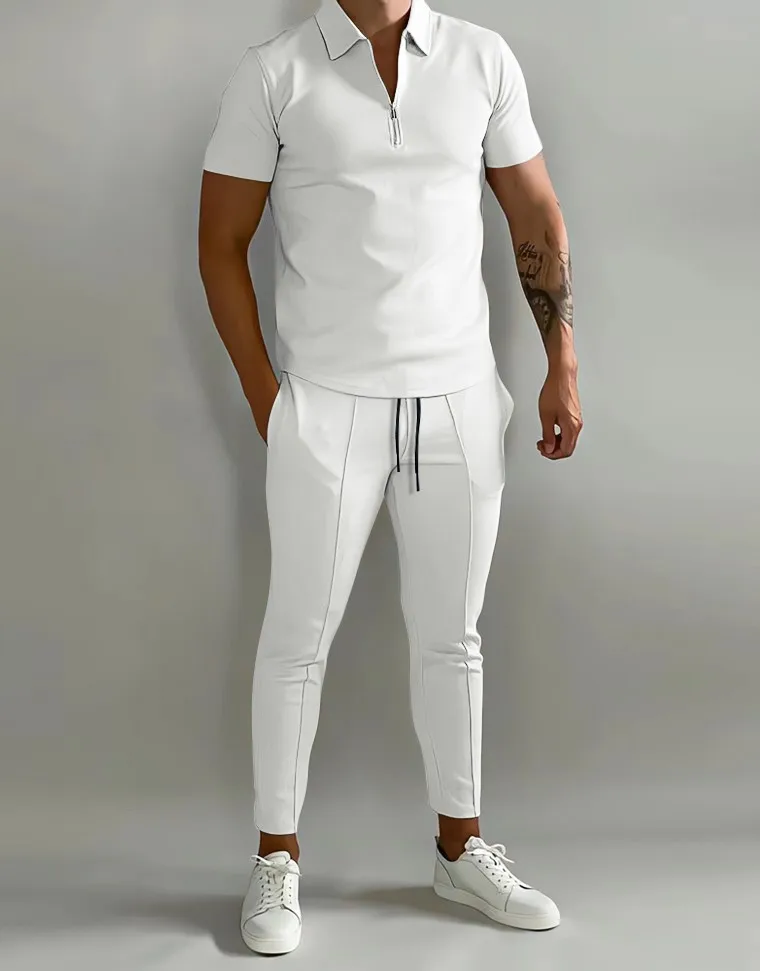 Spring and Summer Men's Suit Lapel Short Sleeved Polo Shirt Sports Trousers 2-piece Men's Large Clothes for Men Tesla Fugees
Spring and Summer Men's Suit Lapel Short Sleeved Polo Shirt Sports Trousers 2-piece Men's Large Clothes for Men Tesla Fugees