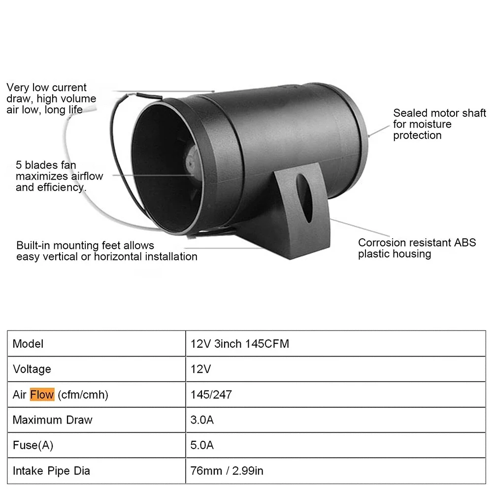High Quality Exhaust Fan Air Ventilator 3inch Air Extractor Durable Higher Air Flow For Boat Marine Ventilation
High Quality Exhaust Fan Air Ventilator 3inch Air Extractor Durable Higher Air Flow For Boat Marine Ventilation
