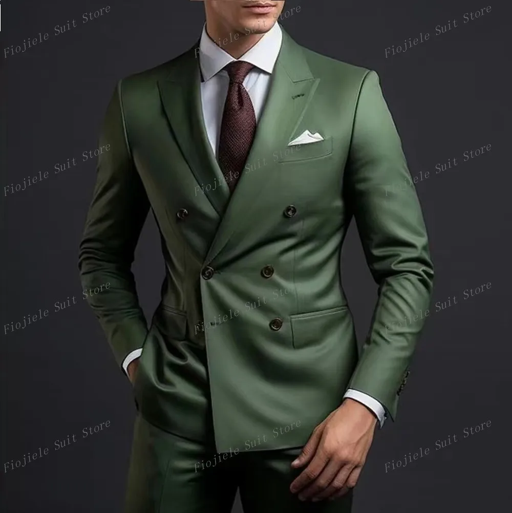 

Light Green Formal Occasion Men Suit Groom Groomsman Wedding Party Prom Business Casual Male Tuxedos 2 Piece Set Blazer Pants