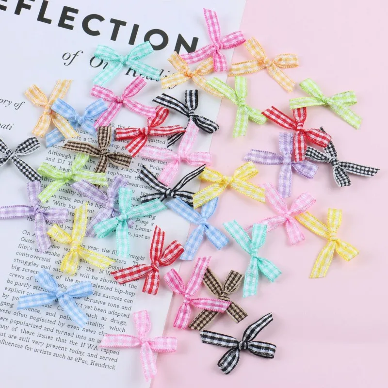 100 шт., 3,5 см, ленточные банты, маленький размер, атласная лента, бант, аксессуары для украшения рукоделия