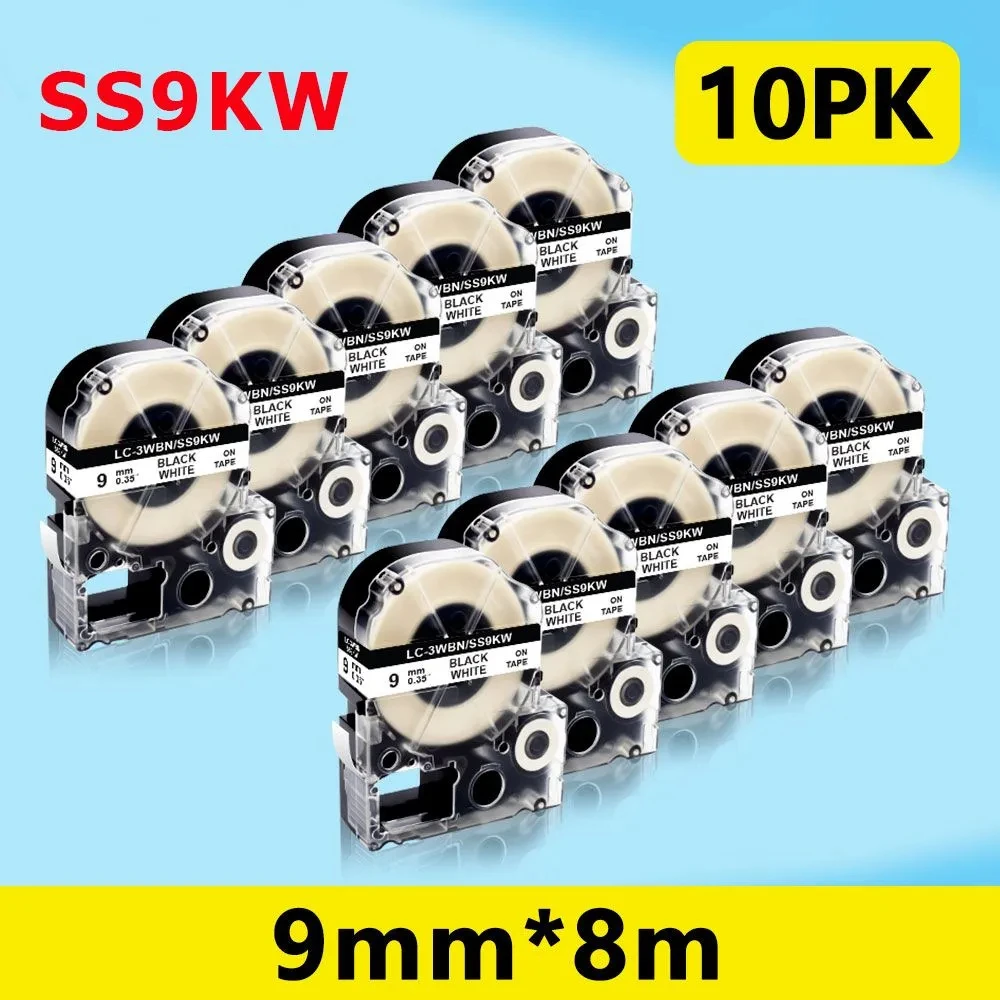 

10 шт., 9 мм, черно-белая лента SS9KW/LC-3WBN LC 3WBN для kingjim/epson Для LW300 LW400 по заводской цене