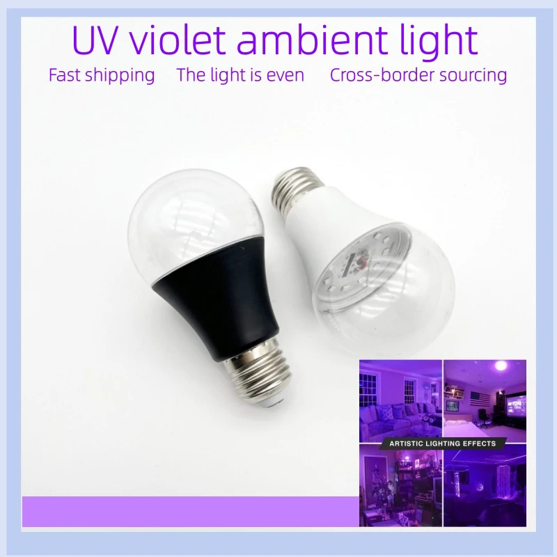 

UV Violet Ambient Lights 395nm LED UV Purple Light Bulb 85-265V For Christmas Halloween Party Ghost House Decor Atmosphere Lamp