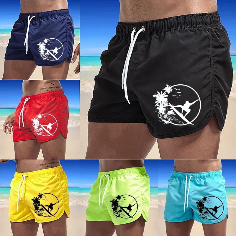 

New Beach Shorts Male Clothing Male Beachwear Summer Silm Fit Male Quick Dry Mens Siwmwear Board Colorful Swimwear Surf Board