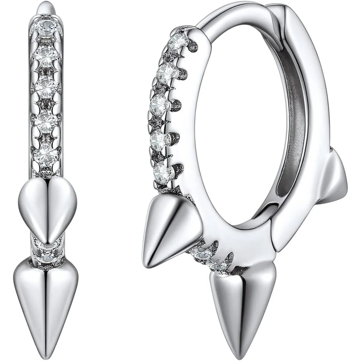

925 Sterling Silver Small Hoop Earrings for Women Hypoallergenic Lightweight White Cubic Zirconia Huggie Earrings