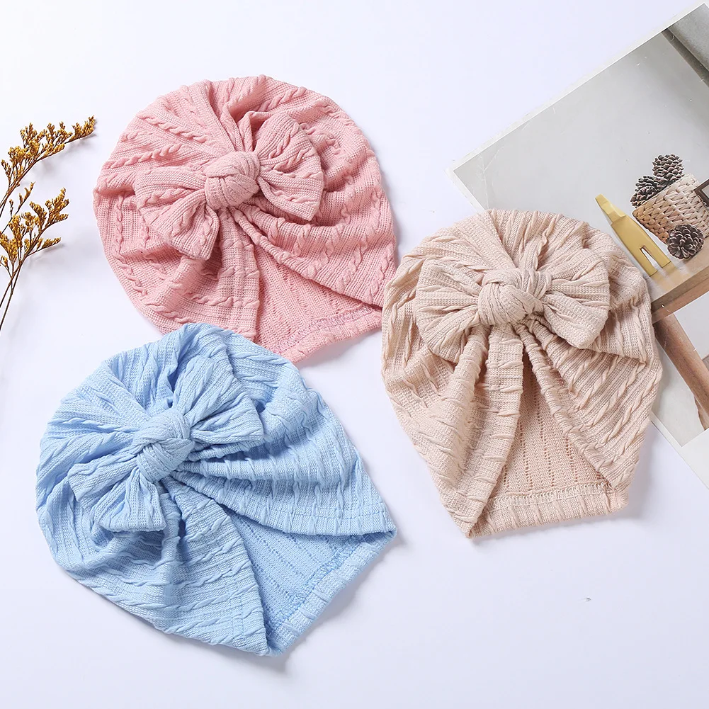 

Newborn Indian Cap Infant Cute Bows 0-3T Baby Hat Turban Knitted Toddler Bonnet Beanies for Girls Boy Kids Hair Accessories New