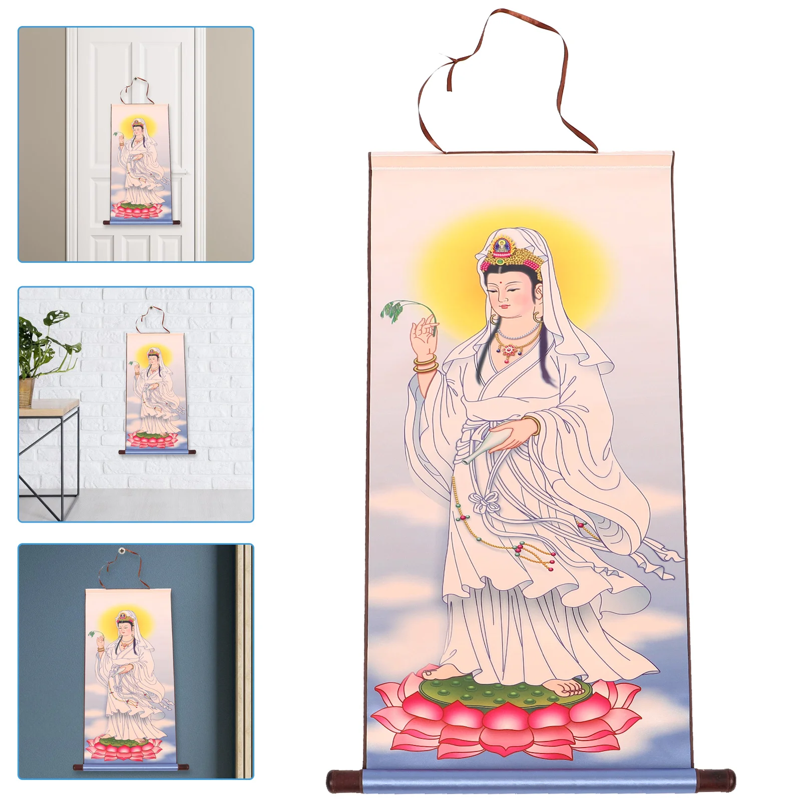 

Wall Art Wall Hanging Scroll Decor Religious Ornament Background Decor Buddha Statues Hanging Paintings Home Offerings And Decor