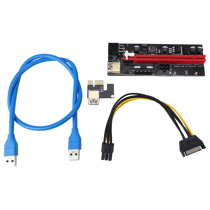 

NEW-VER009 USB 3.0 PCI-E Riser VER 009S Express 1X 4X 8X 16X Extender Riser Adapter Card SATA 15Pin To 6 Pin Power Cable