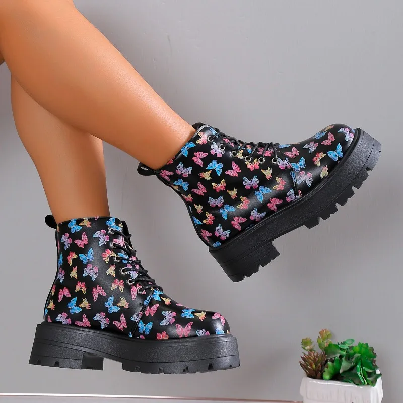 Women's Boots 2024 Autumn Winter New Butterfly Print Women Shoes Fashion Lace Up Platform Motorcycle Boots Zapatos De Mujer
Women's Boots 2024 Autumn Winter New Butterfly Print Women Shoes Fashion Lace Up Platform Motorcycle Boots Zapatos De Mujer