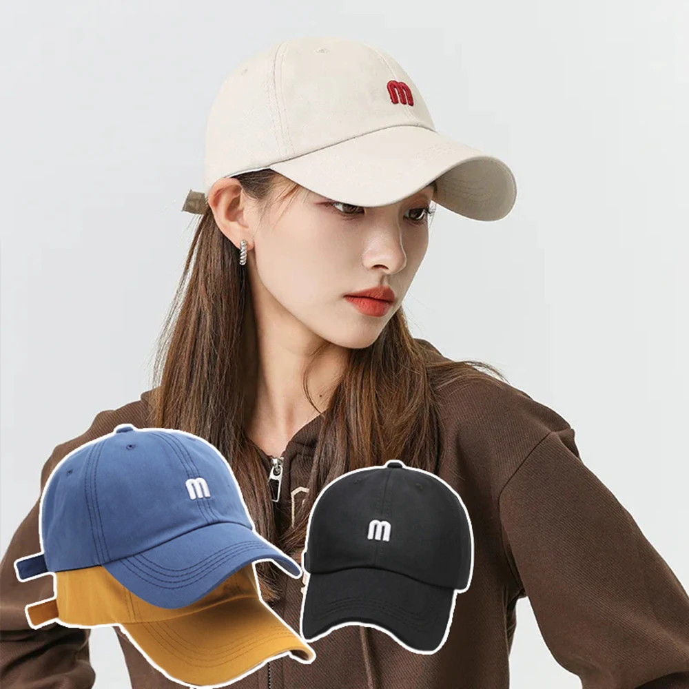 

Бейсболки в Корейском стиле с надписью m для женщин и мужчин, ретро Снэпбэк кепки с вышивкой для папы, кепка с солнцезащитным козырьком, регулируемые кепки в стиле хип-хоп