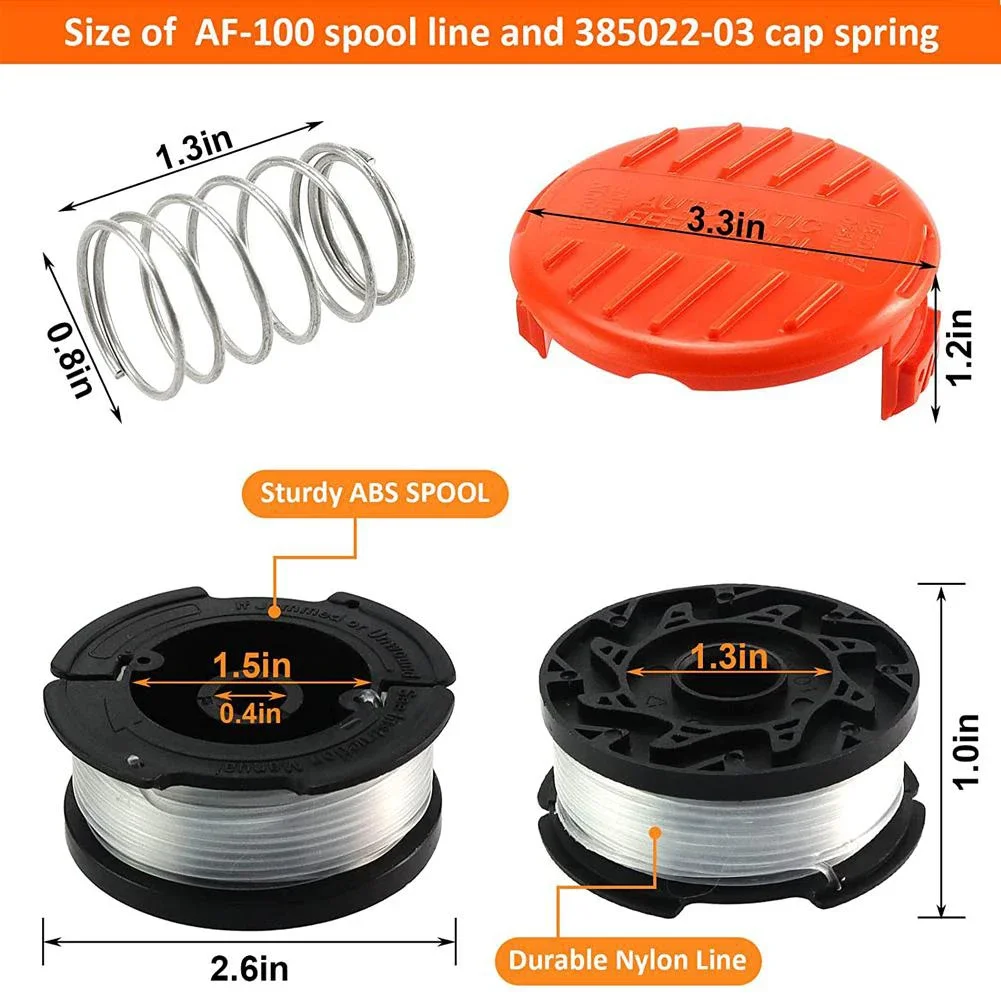 Trimmer Spool 3 Pack & Cap & Spring Replacement For Black Decker Cap Spring For Cordless Grass Trimmer Blade Cutter Lawn Mower
Trimmer Spool 3 Pack & Cap & Spring Replacement For Black Decker Cap Spring For Cordless Grass Trimmer Blade Cutter Lawn Mower