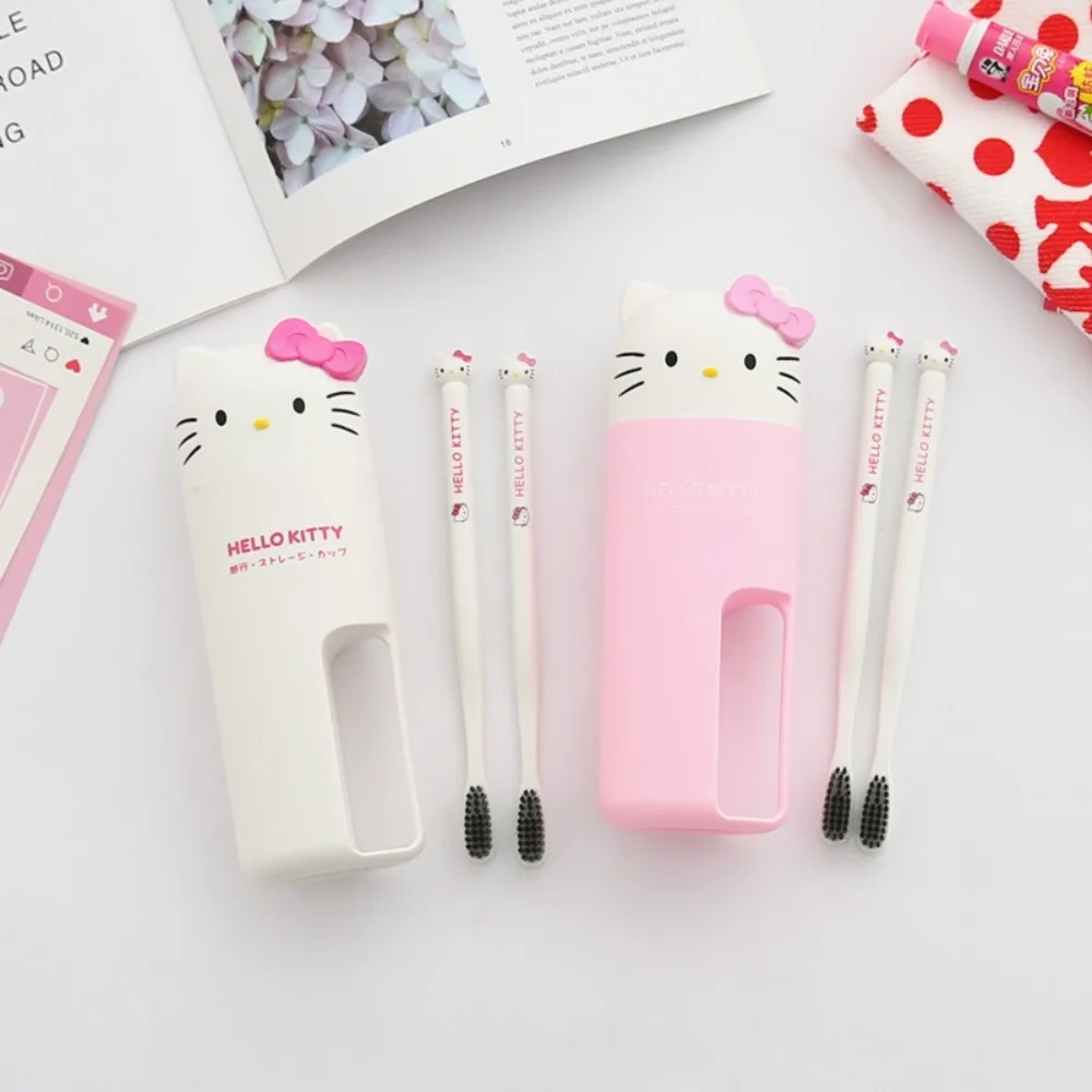 

Kawaii Anime Cute Cartoon Sanrio Hello Kitty Kuromi Portable Travel Set Soft-bristled Toothbrush Mouthwash Cup Household Goods