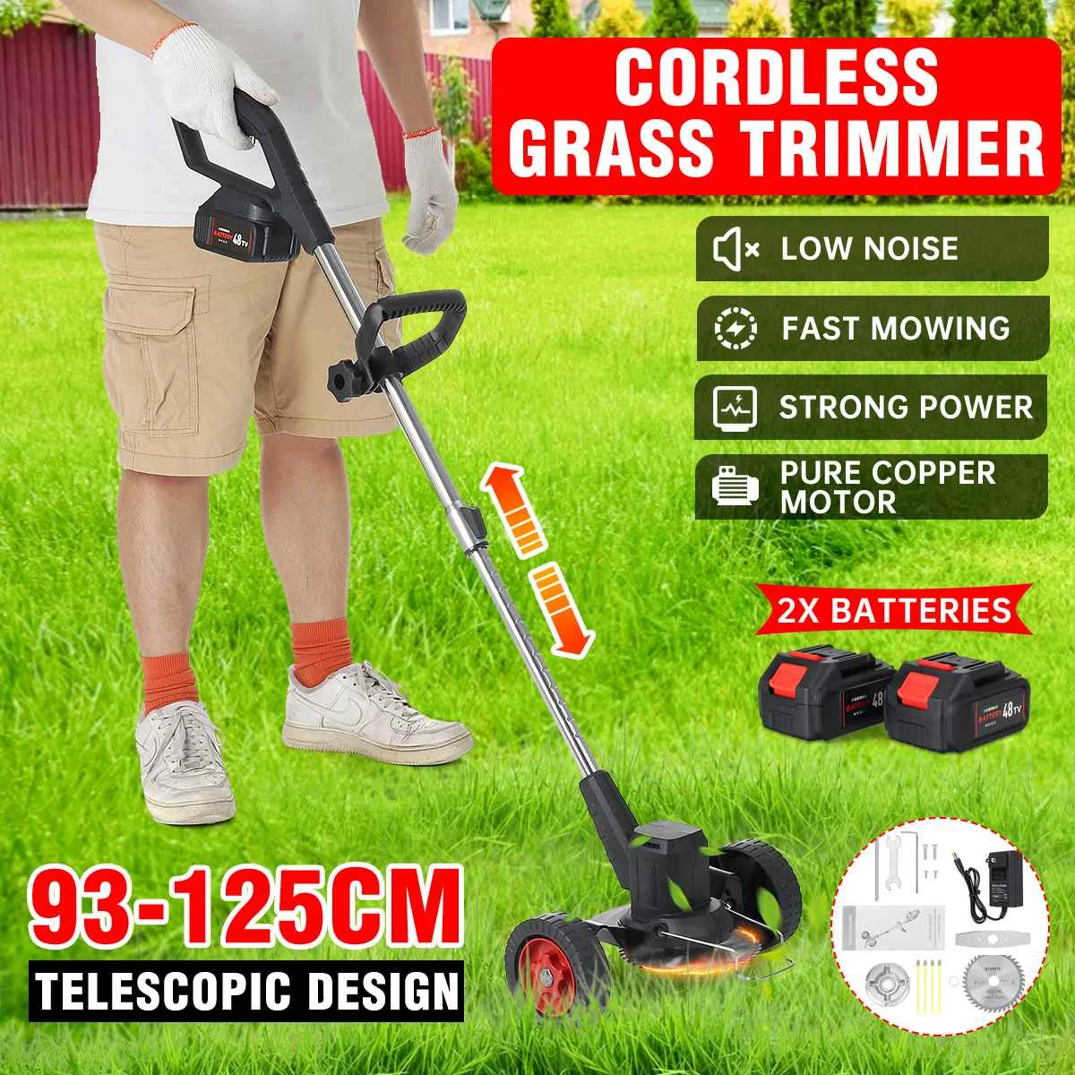 Garden Trimmer Tool Electric Lawnmower W/ Wheels Cordless Grass Mowing Lawn Mower Large Size Grass Cutter Metal Roller Base
Garden Trimmer Tool Electric Lawnmower W/ Wheels Cordless Grass Mowing Lawn Mower Large Size Grass Cutter Metal Roller Base