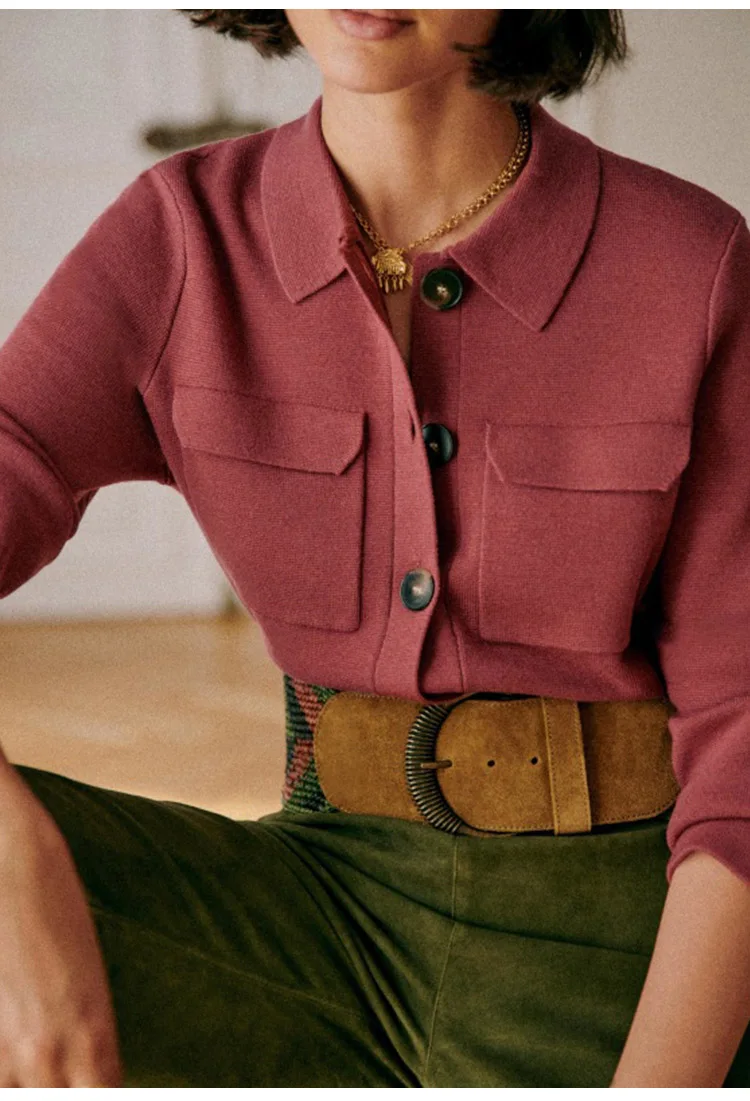 Women Knit Cardigan Solid Color Turn-down Collar Knitwear Top Single Breasted Simple Sweater with Double Pockets for Female 7 Mallzona S9b8c6d0b30654f4f9d6ad2061003406fB Women Knit Cardigan Solid Color Turn-down Collar Knitwear Top Single Breasted Simple Sweater with Double Pockets for Female Mallzona