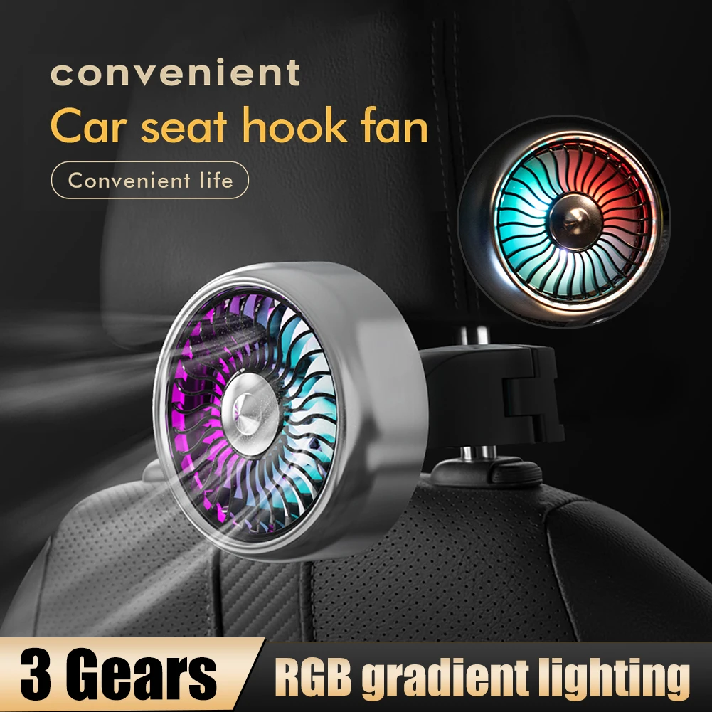 

Adjustable Car Cooling Fan Universal USB For Rear Seat Passenger Headrest Mini Fan With Atmosphere Backseat Cooler Fan Tools