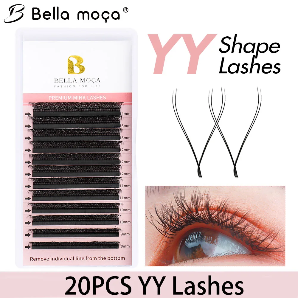 

20PCS YY Shape Lashes YY Eyelashes Extension C/D Faux Mink Eyelashes Brazilian Cilios 8-14mm Y Eyelashes Shipping From Brazil