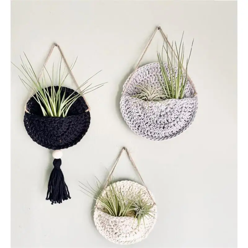 Boho Plant Nest Macrame - Handwoven Colorful Air Plant Holder for Living Room & Bedroom 4 S9b8fa18228514d0f8bec1e004589cc45r