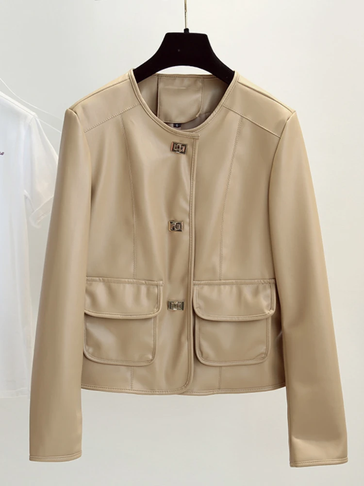 Fitaylor New Spring Autumn Women Vintage Slim O-neck Short Pu Coat Lady Fashion Elegant Single Breasted Faux Leather Jacket
Fitaylor New Spring Autumn Women Vintage Slim O-neck Short Pu Coat Lady Fashion Elegant Single Breasted Faux Leather Jacket