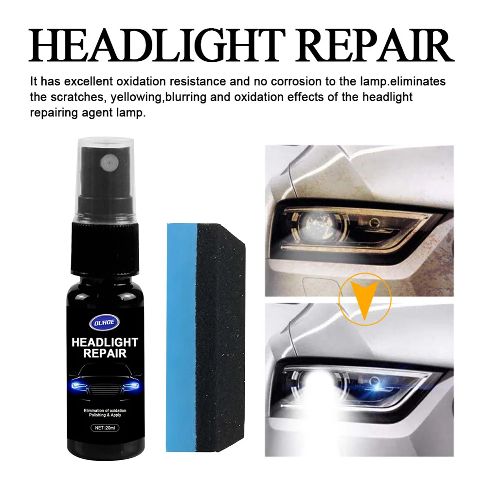 

20ml Car Headlight Polish Kit Head Lights Scratch Repairing Refurbishing Fluid 20ML With Sponge Car Maintenance Repair Fluid