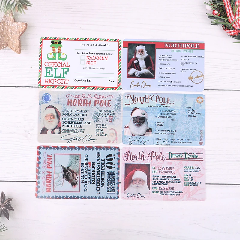 

Карточка с Санта Клаусом, летающая лицензия на Рождество, лицензия на вождение, рождественский подарок для детей, Рождественское украшение для детей 2023