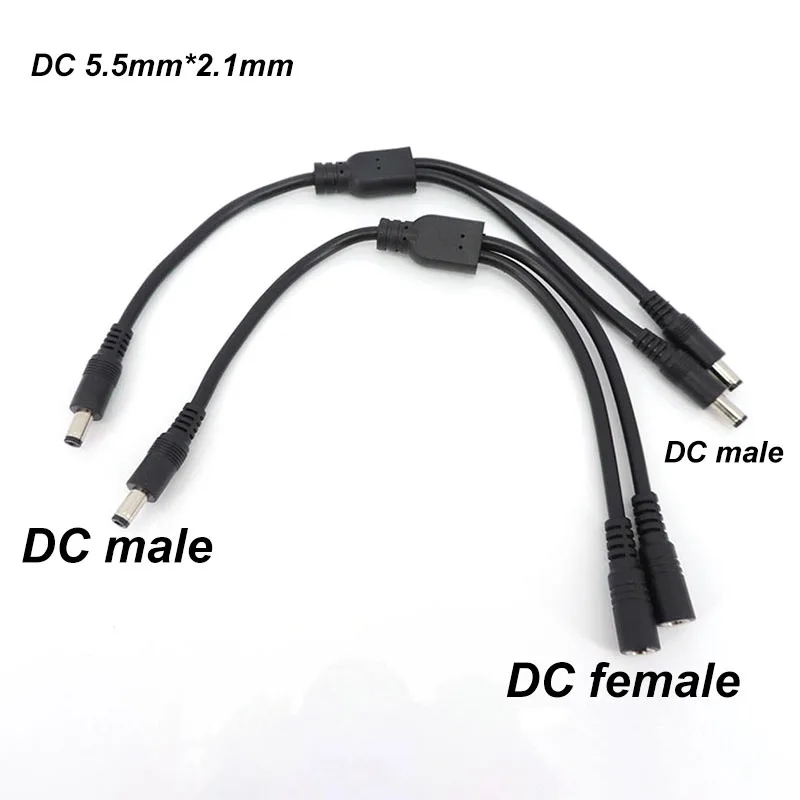 

10A 18awg 19V 24V 12V 2 Way DC 1 Male to 2 Male Female Splitter Connector Power Supply Adapter Extension Cable 5.5x2.1mm Plug m