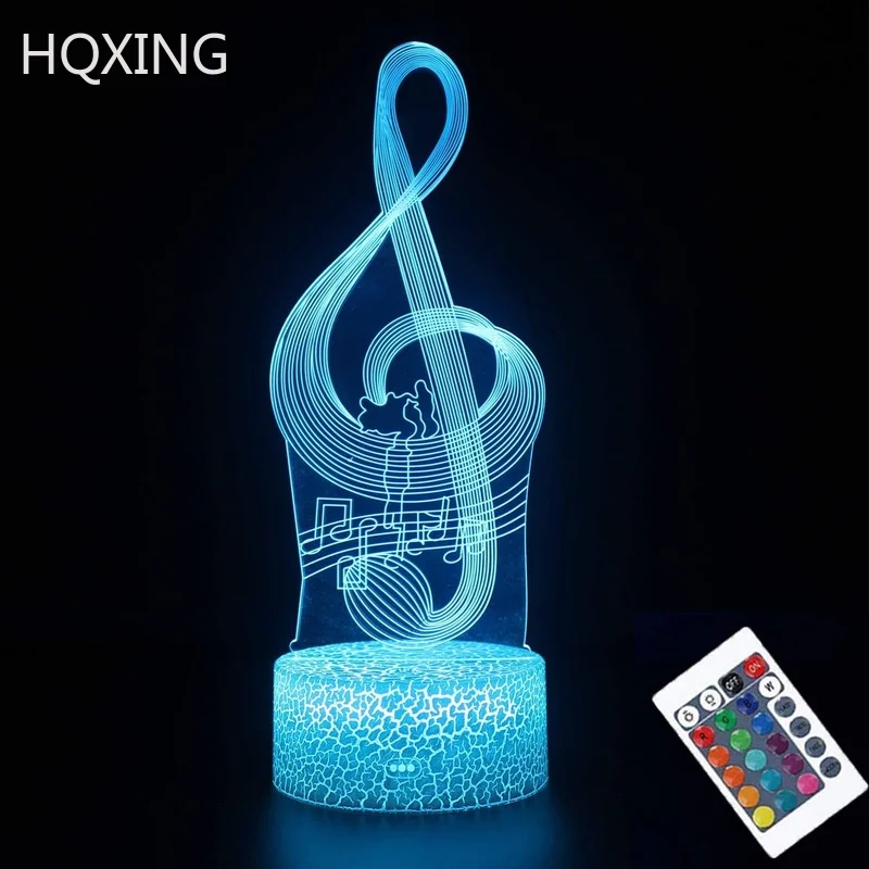 

3D Illusion Night Light Music Note 7/16 Colors Change Optical Led Touch Sensor Atmosphere Lamp For Home Decor,Children Gift