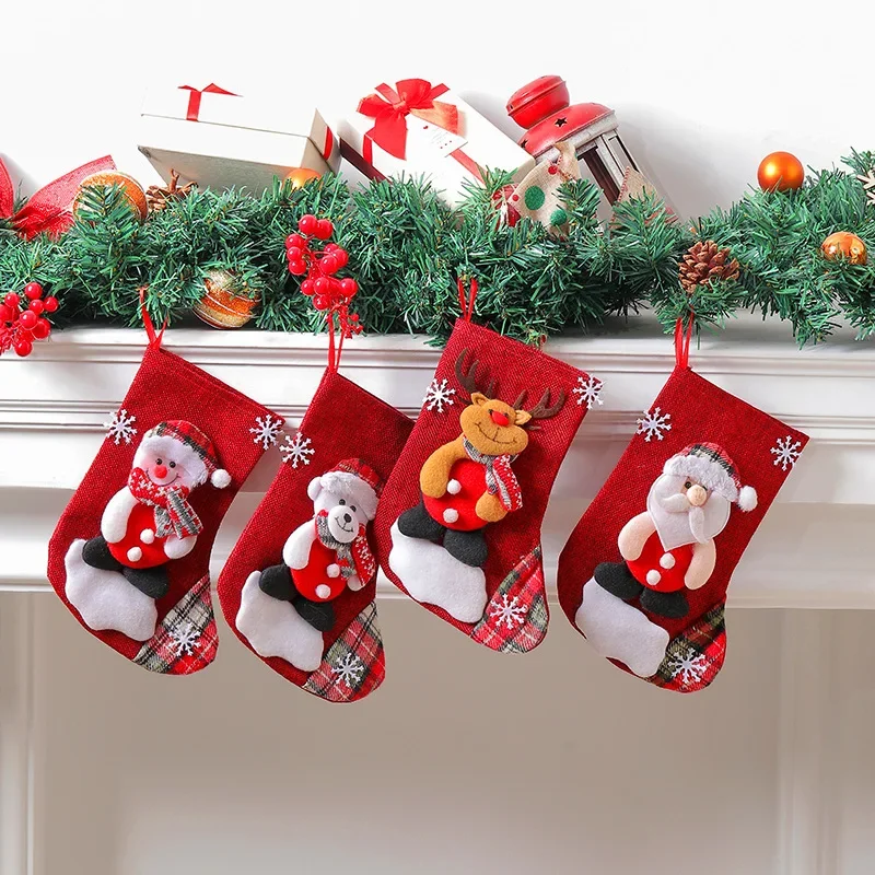 

New Christmas Candy Gift Bag Large Santa Snowman Deer Socks Christmas Tree Ornaments Christmas Socks