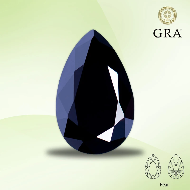 

Moissanite Stone Black Color Pear Cut Lab Grown Diamond Gemstone for Advanced Jewelry Rings Earrings Making with GRA Certificate