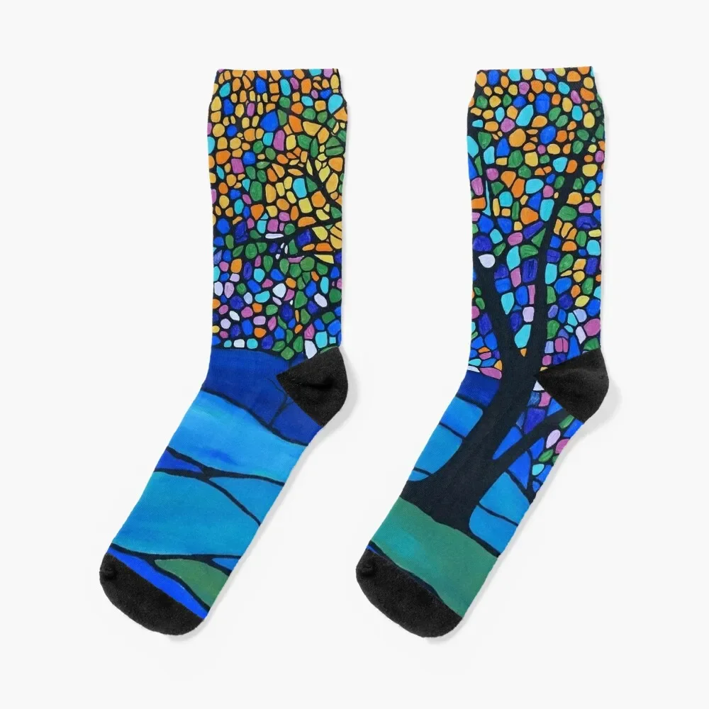 

Stained glass painting Socks man Antiskid soccer Stockings sport Socks Women Men's