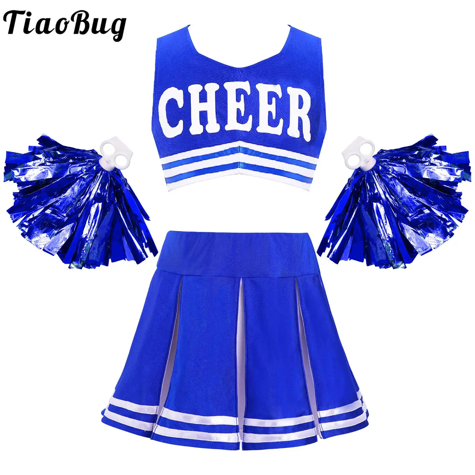 Kids Girls 1 Pair Flower Balls Cheerleading Outfits Cheerlead Team Suit Sleeveless Crop Top Pleated Skirt Cheer Dance Costumes
Kids Girls 1 Pair Flower Balls Cheerleading Outfits Cheerlead Team Suit Sleeveless Crop Top Pleated Skirt Cheer Dance Costumes