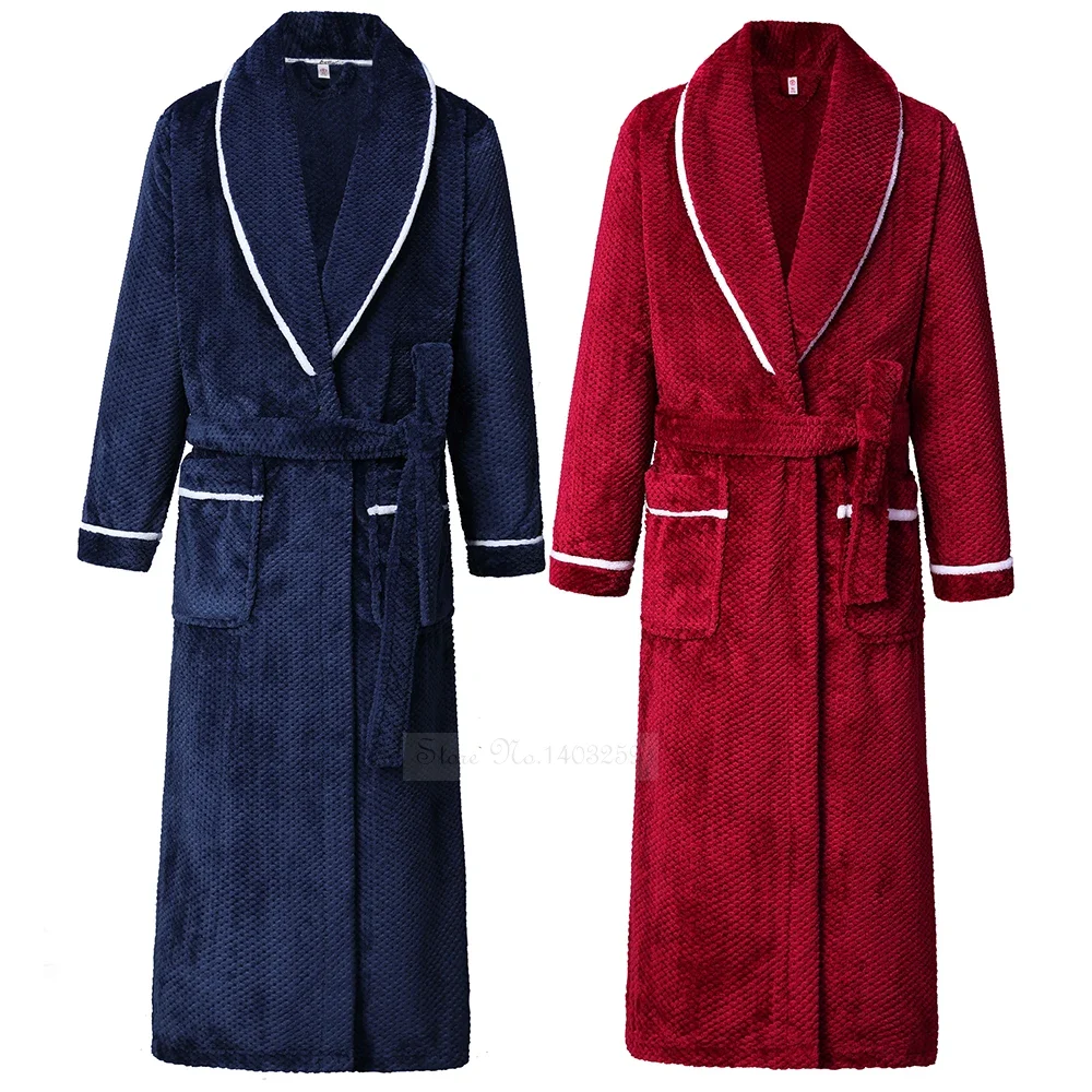 

Warm Couple Bathrobe Robe Fleece Flannel Coral Winter Oversize Loungewear 4XL Sleepwear HomeWear Loose Nightwear Thick Gown Long