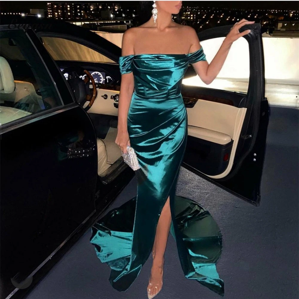 Green Off Shoulder Evening Dresses Strapless Floor Length Side Split Formal Party Dress Gala Holiday Robes De Soirée
Green Off Shoulder Evening Dresses Strapless Floor Length Side Split Formal Party Dress Gala Holiday Robes De Soirée