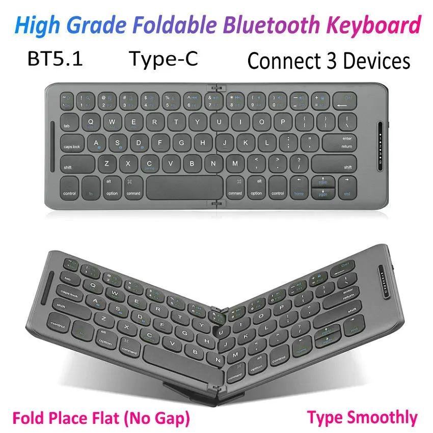 

New Fold Folding Foldable Wireless Bluetooth Keyboard USB Type C for Windows Android ios for ipad computer tablet pc phone
