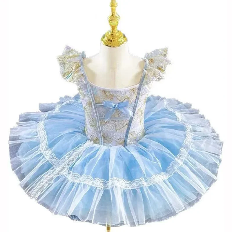 

Professional Ballet Skirt For Girls Kids Swan Lake Ballet Tutu Costumes Corset Dance Leotard Adult Women Blue Performance Dress