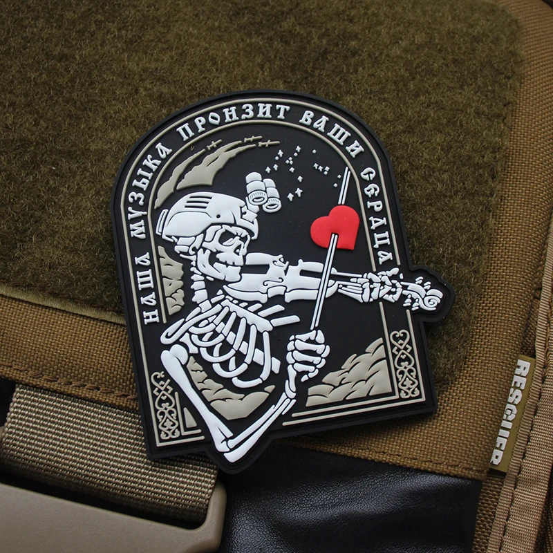 

Russian Skull Note Corps PVC Tactical Patches for Clothing Military Armband Hook Patch Army Fan Morale Badges on Backpack