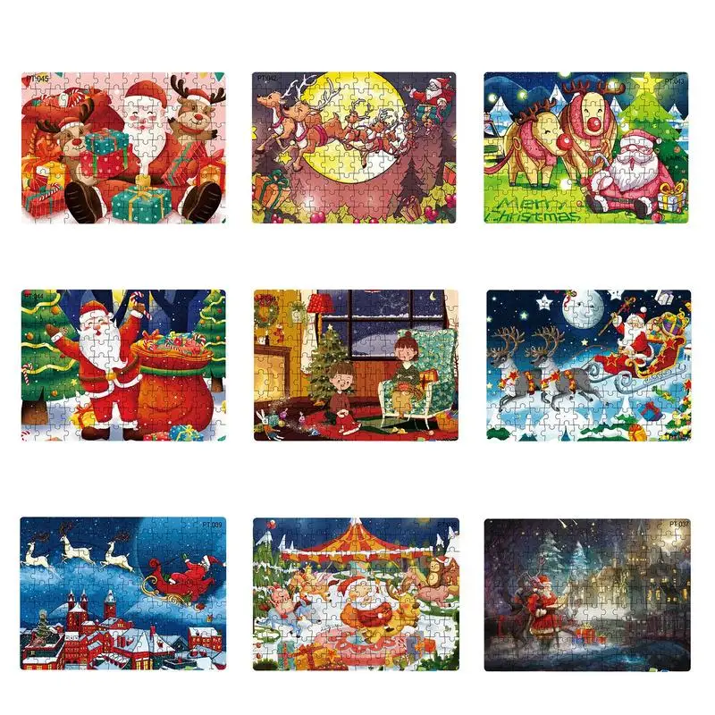 

Christmas Jigsaw Puzzles Cardboard Christmas Puzzles Large Puzzle Winter Santa Claus Decoration For Girls Kids Children Ages 2-8