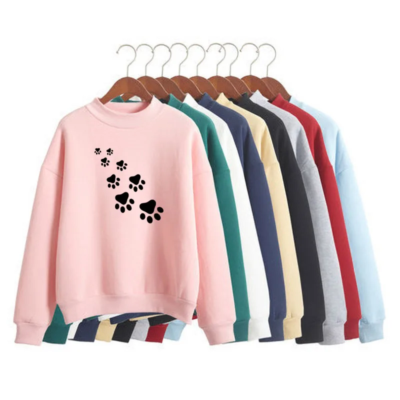 Cat Paws Print Woman Sweatshirt Sweet Korean O-neck Knitted Pullovers Thick Autumn Winter Candy Color Women Clothing
Cat Paws Print Woman Sweatshirt Sweet Korean O-neck Knitted Pullovers Thick Autumn Winter Candy Color Women Clothing