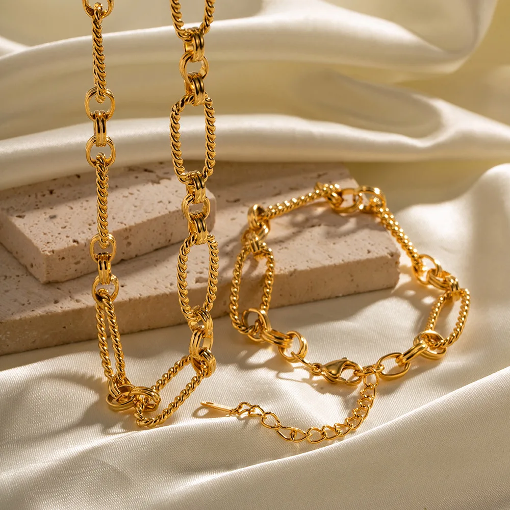 Stainless Steel PVD 18K Gold Plated Tarnish Knot Chain Linked Necklaces For Woman Jewelry Wholesale
Stainless Steel PVD 18K Gold Plated Tarnish Knot Chain Linked Necklaces For Woman Jewelry Wholesale