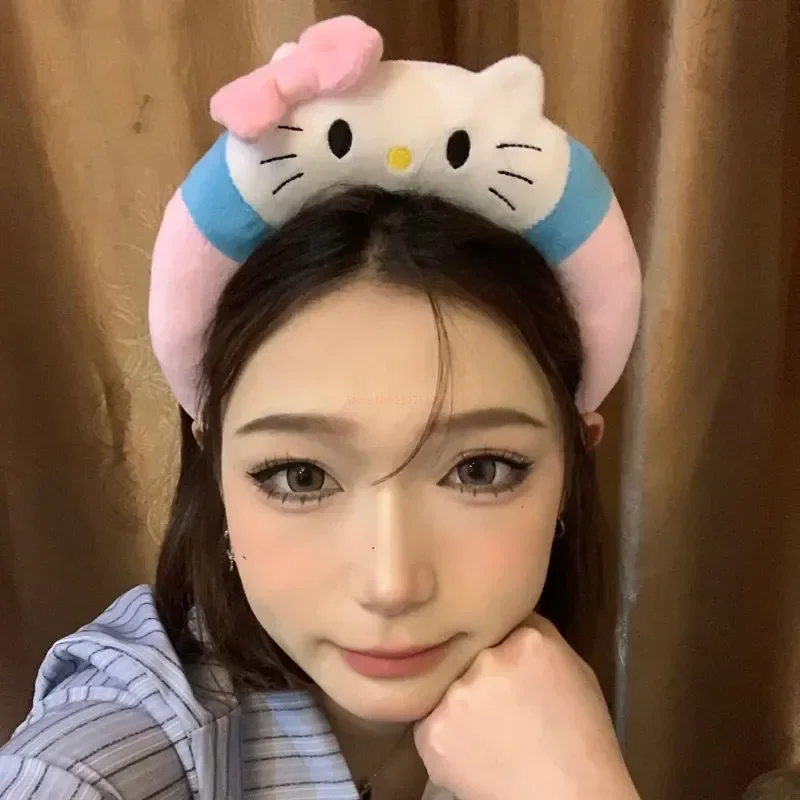 

5pcs Sanrio Hairband Cartoon Hello Kitty My Melody Headband Kuromi Cinnamoroll Hair Accessories Plush Headdress Girl Gift