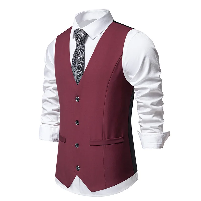 

Mens Vintage Wine Red Suit Vest Business Formal Dress Waistcoat Vest Men Party Dinner Wedding Prom Tuxedo Vests Chaleco Hombre