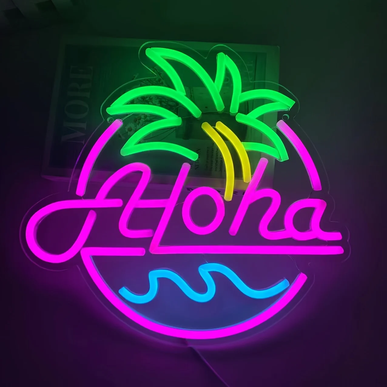 Engraved Aloha Neon Light, With Palm Trees, On The Wall Of The Tropical Summer Family Bar, Restaurant Coffee Shop Decoration
Engraved Aloha Neon Light, With Palm Trees, On The Wall Of The Tropical Summer Family Bar, Restaurant Coffee Shop Decoration