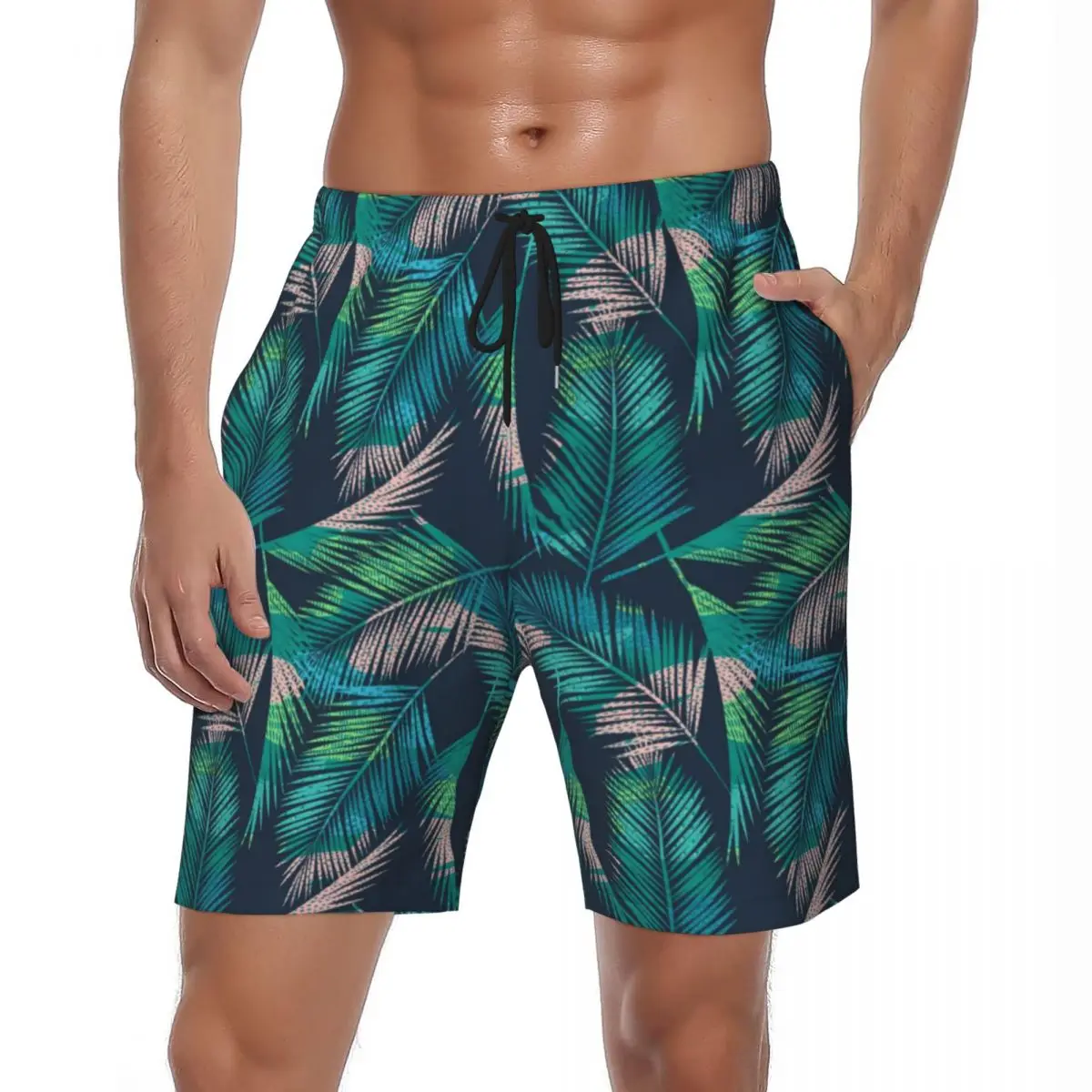 

Купальный костюм, пляжные шорты с тропическими пальмовыми листьями, цветные ботанические винтажные короткие штаны, мужские спортивные плавки для серфинга и плавания, лето